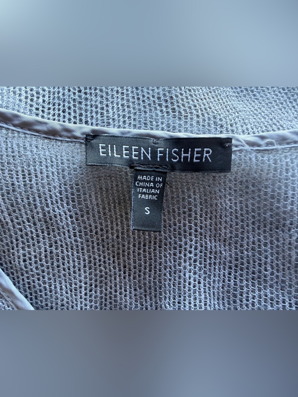 Eileen Fisher Gray Silver Mesh Linen Henley Tank Top Womans Size S Minimalist - Picture 14 of 16